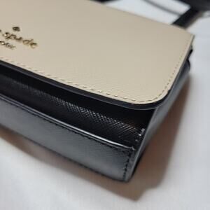 KATE SPADE New York Leather Two-Tone Purse Crossbody Bag Beige Black NEW Pebble